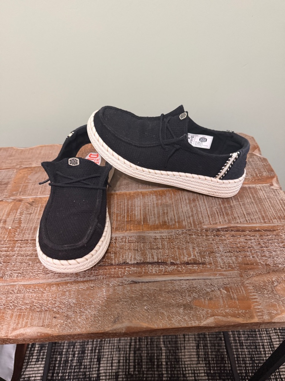Hey Dude Black Canvas Slip-On Espadrille Sneakers